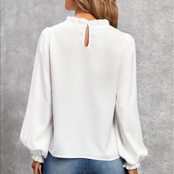 Boho Green Ruffle Frill Sleeve Office Work Top Blouse - Picture 10 of 15